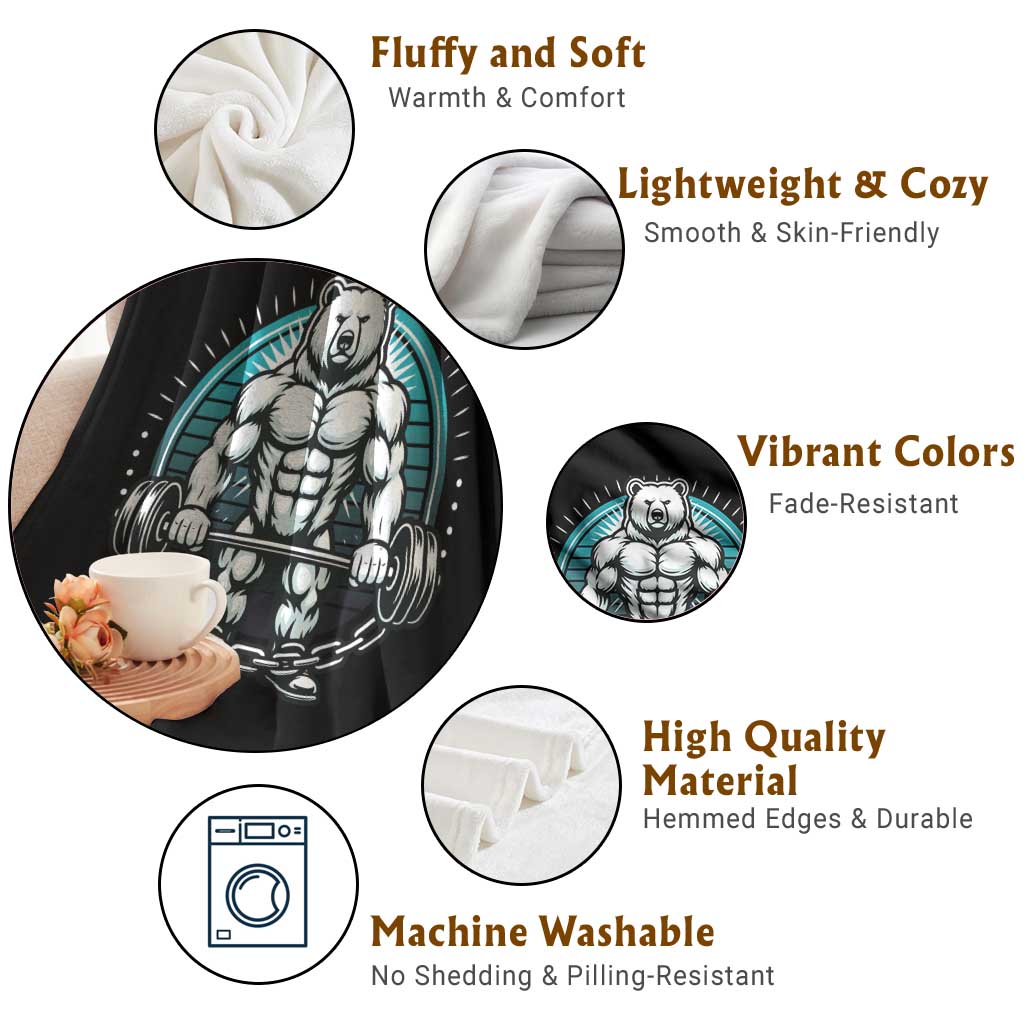 Funny Gym Workout Humor Throw Blanket Cute Weightlifting Bear Gift TS12 Print Your Wear