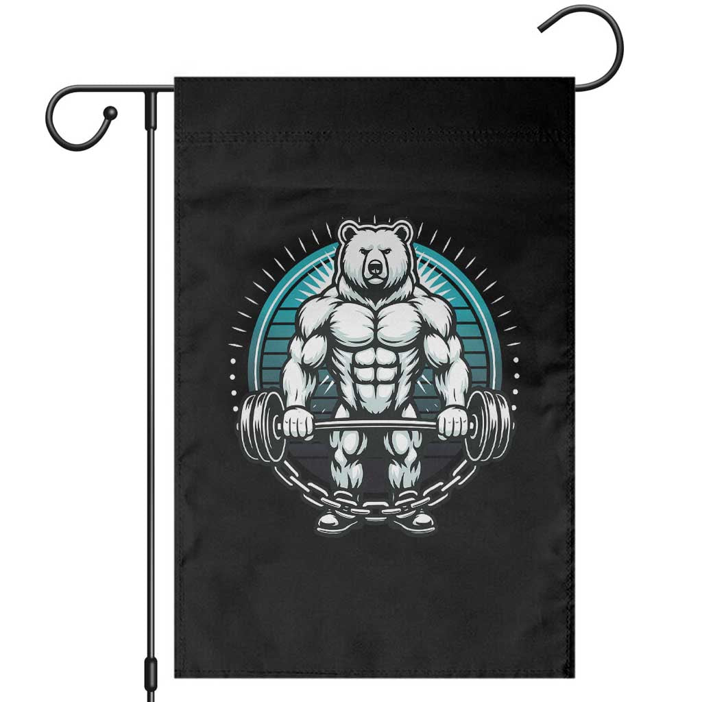 Funny Gym Workout Humor Garden Flag Cute Weightlifting Bear Gift TS12 Black Print Your Wear