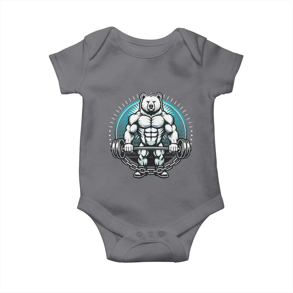 Funny Gym Workout Humor Baby Onesie Cute Weightlifting Bear Gift TS12 Charcoal Print Your Wear