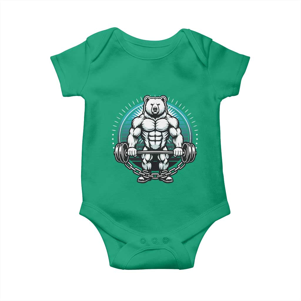 Funny Gym Workout Humor Baby Onesie Cute Weightlifting Bear Gift TS12 Irish Green Print Your Wear