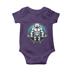 Funny Gym Workout Humor Baby Onesie Cute Weightlifting Bear Gift TS12 Purple Print Your Wear