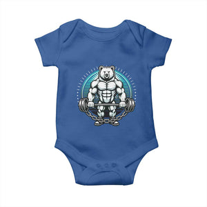 Funny Gym Workout Humor Baby Onesie Cute Weightlifting Bear Gift TS12 Royal Blue Print Your Wear