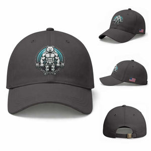 Funny Gym Workout Humor Baseball Cap Cute Weightlifting Bear Gift TS12 Baseball Cap Universal Fit Dark Gray Print Your Wear