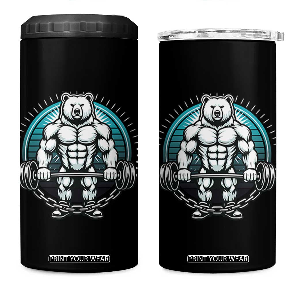 Funny Gym Workout Humor 4 in 1 Can Cooler Tumbler Cute Weightlifting Bear Gift TS12 One Size: 16 oz Black Print Your Wear