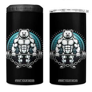 Funny Gym Workout Humor 4 in 1 Can Cooler Tumbler Cute Weightlifting Bear Gift TS12 One Size: 16 oz Black Print Your Wear