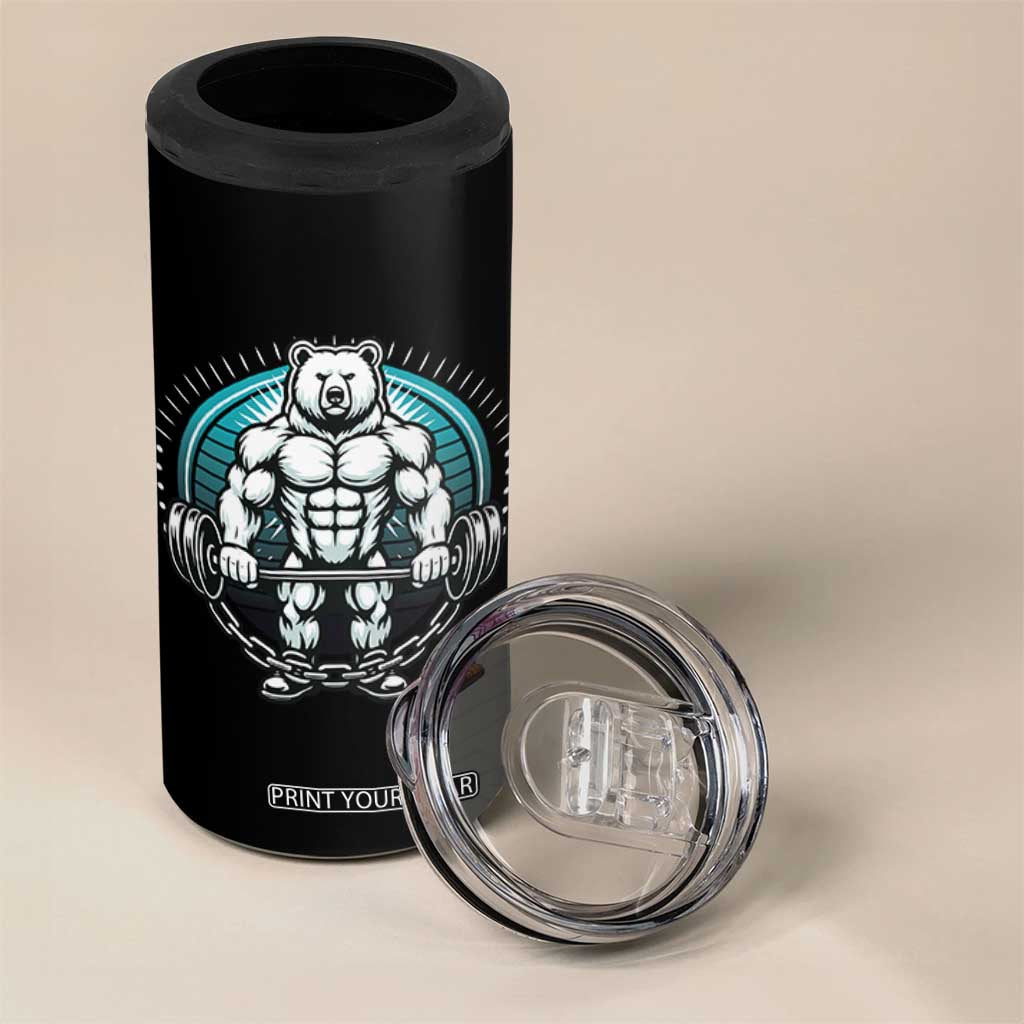 Funny Gym Workout Humor 4 in 1 Can Cooler Tumbler Cute Weightlifting Bear Gift TS12 Print Your Wear