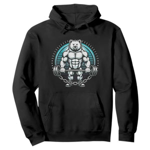 Funny Gym Workout Humor Hoodie Cute Weightlifting Bear Gift TS12 Black Print Your Wear