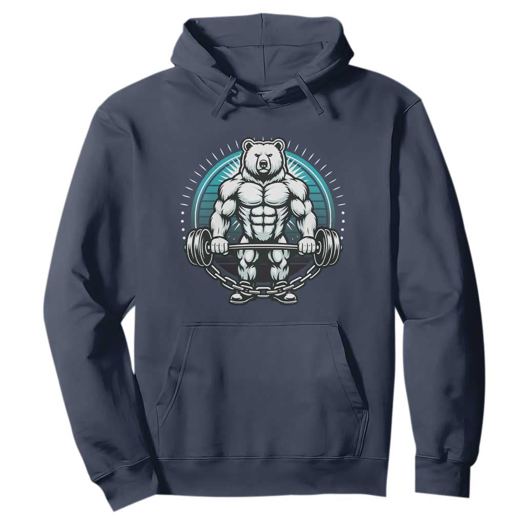 Funny Gym Workout Humor Hoodie Cute Weightlifting Bear Gift TS12 Navy Print Your Wear