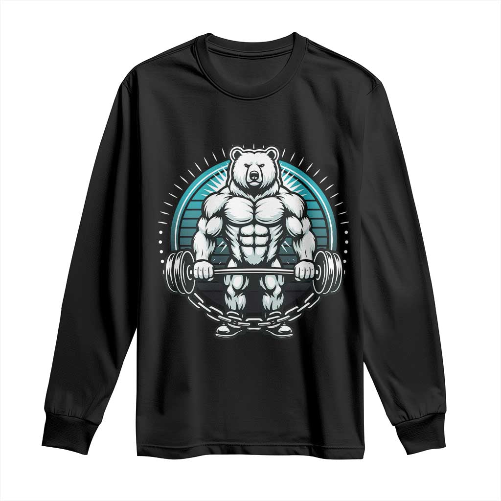 Funny Gym Workout Humor Long Sleeve Shirt Cute Weightlifting Bear Gift TS12 Black Print Your Wear