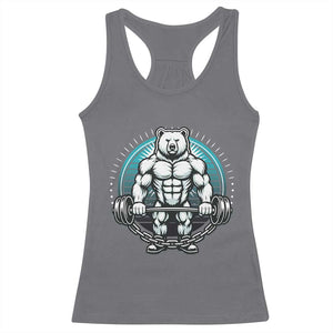 Funny Gym Workout Humor Racerback Tank Top Cute Weightlifting Bear Gift TS12 Charcoal Print Your Wear