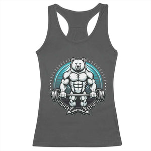 Funny Gym Workout Humor Racerback Tank Top Cute Weightlifting Bear Gift TS12 Dark Heather Print Your Wear