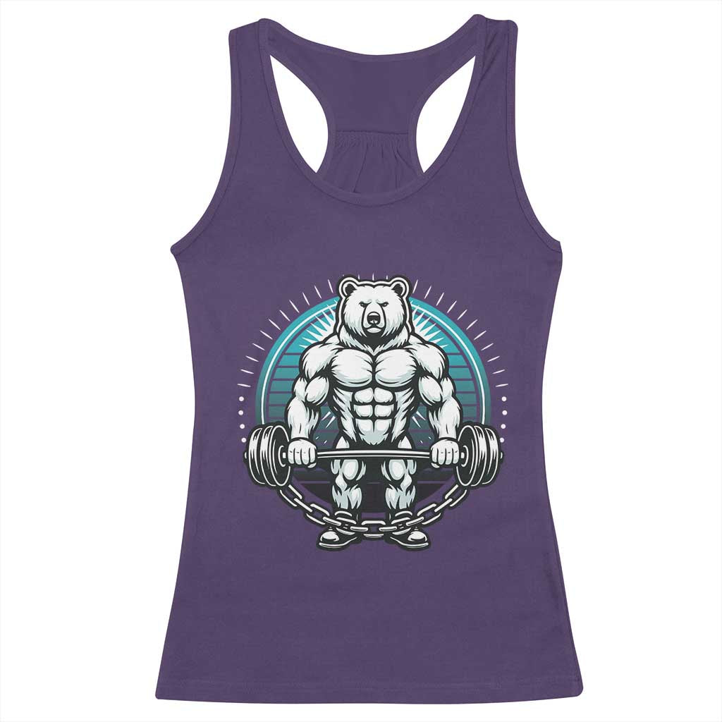 Funny Gym Workout Humor Racerback Tank Top Cute Weightlifting Bear Gift TS12 Purple Print Your Wear