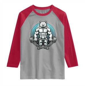 Funny Gym Workout Humor Raglan Shirt Cute Weightlifting Bear Gift TS12 Sport Gray Red Print Your Wear