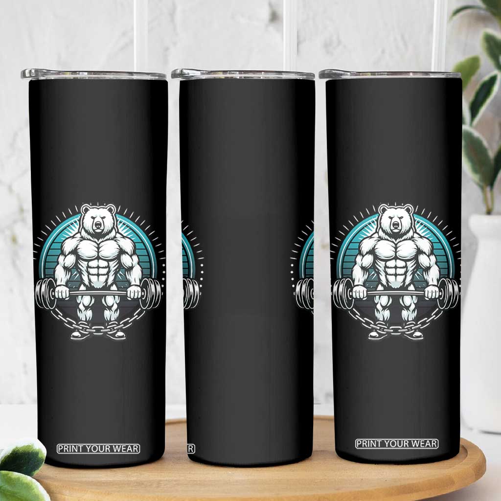Funny Gym Workout Humor Skinny Tumbler Cute Weightlifting Bear Gift TS12 Print Your Wear