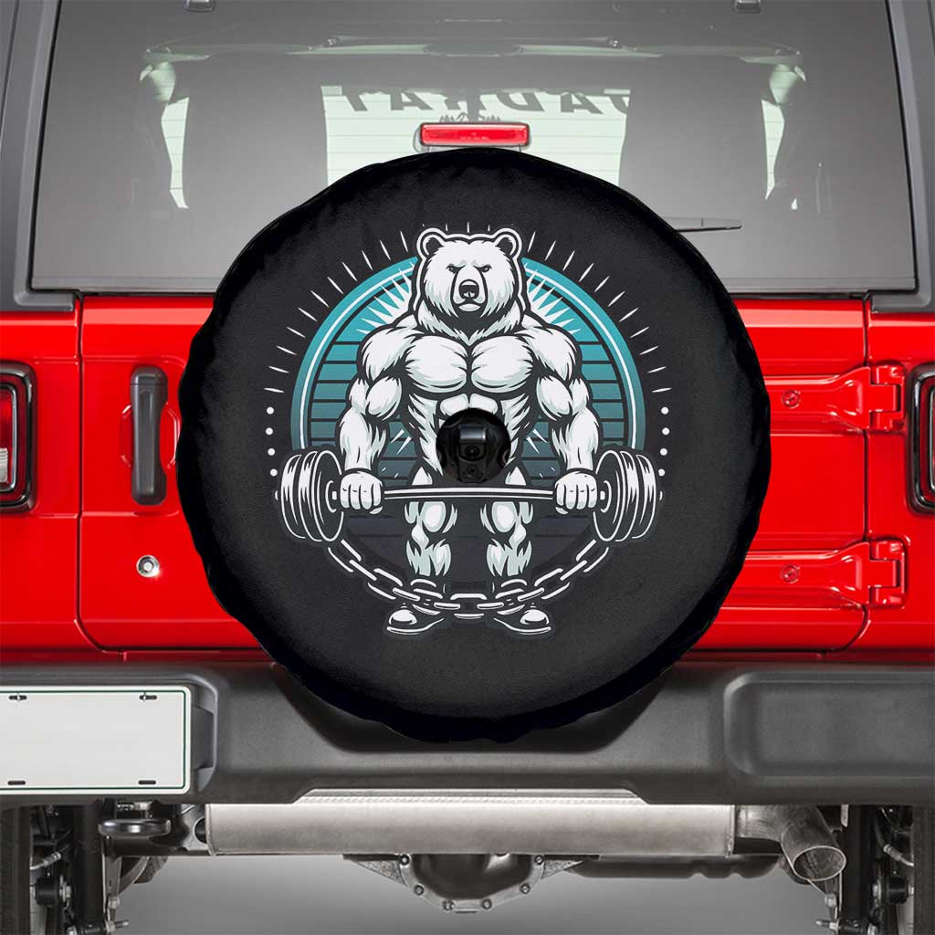 Funny Gym Workout Humor Spare Tire Cover Cute Weightlifting Bear Gift TS12 Black Print Your Wear