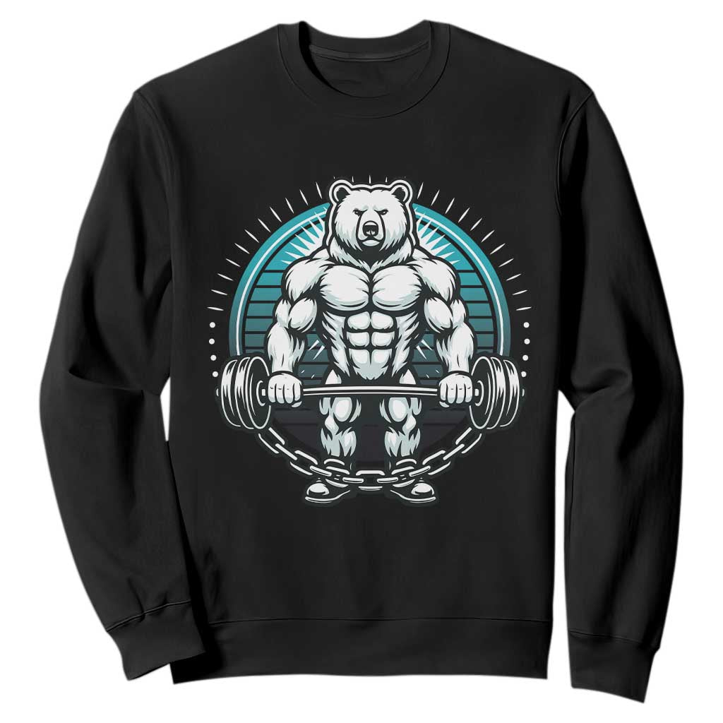 Funny Gym Workout Humor Sweatshirt Cute Weightlifting Bear Gift TS12 Black Print Your Wear