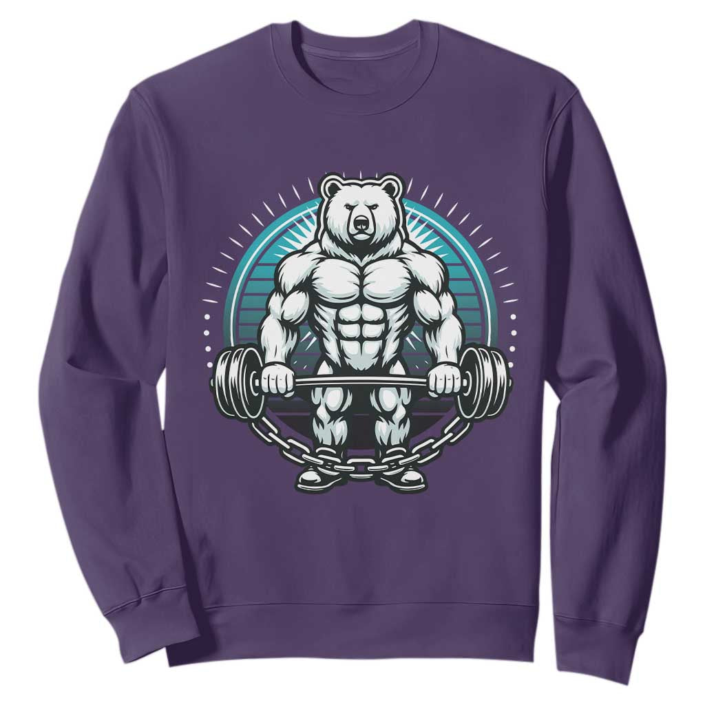 Funny Gym Workout Humor Sweatshirt Cute Weightlifting Bear Gift TS12 Purple Print Your Wear