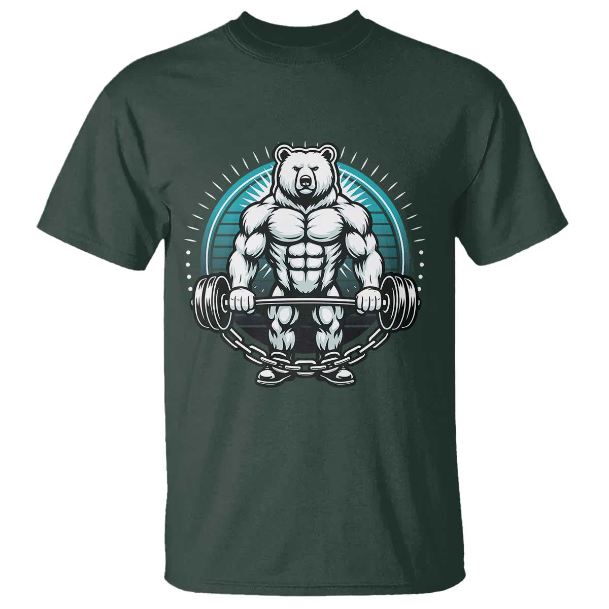 Funny Gym Workout Humor T Shirt Cute Weightlifting Bear Gift TS12 Dark Forest Green Print Your Wear