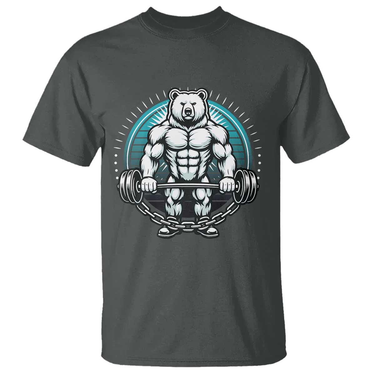Funny Gym Workout Humor T Shirt Cute Weightlifting Bear Gift TS12 Dark Heather Print Your Wear