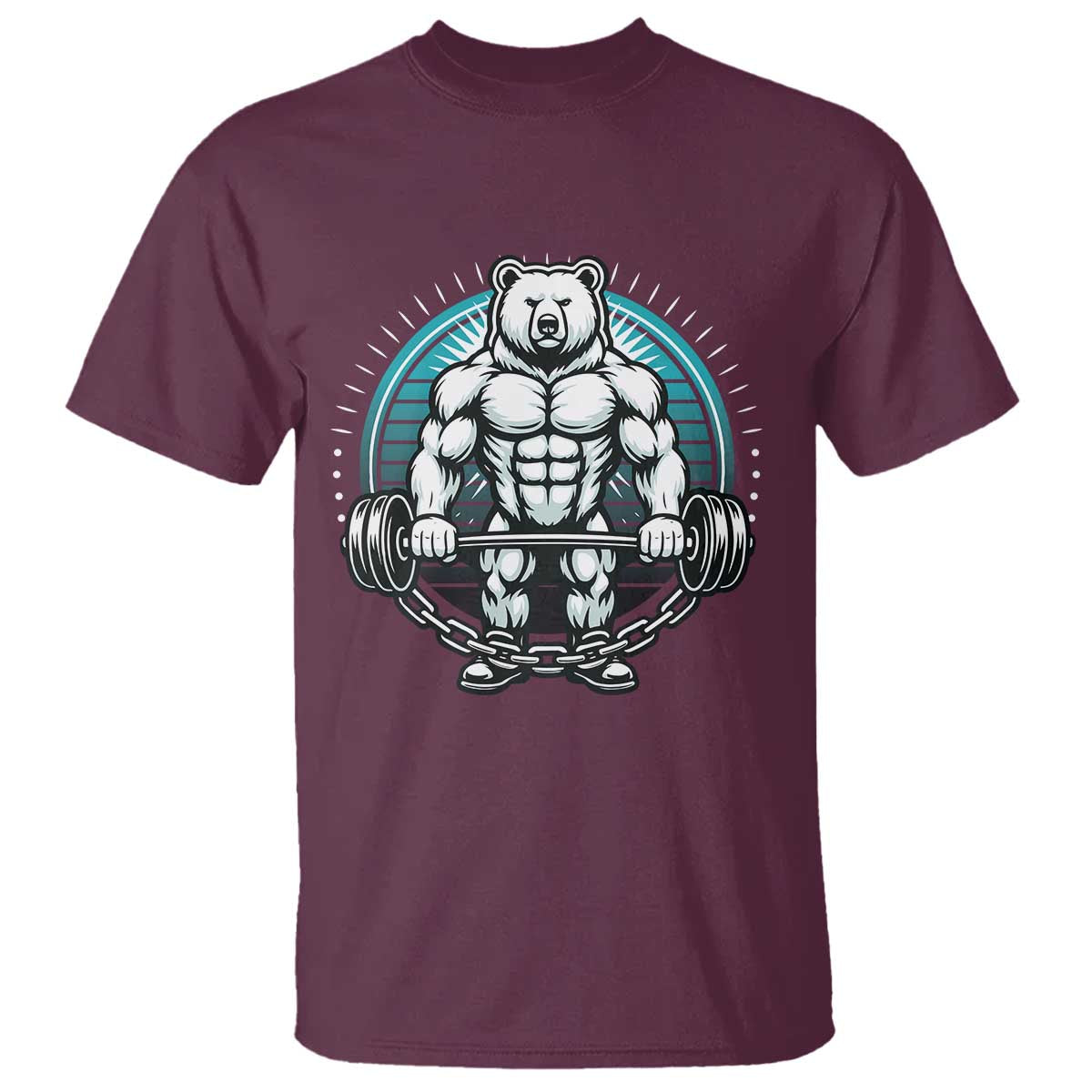 Funny Gym Workout Humor T Shirt Cute Weightlifting Bear Gift TS12 Maroon Print Your Wear