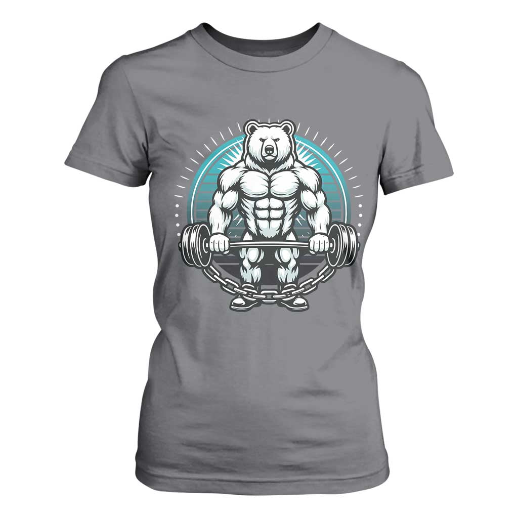 Funny Gym Workout Humor T Shirt For Women Cute Weightlifting Bear Gift TS12 Charcoal Print Your Wear