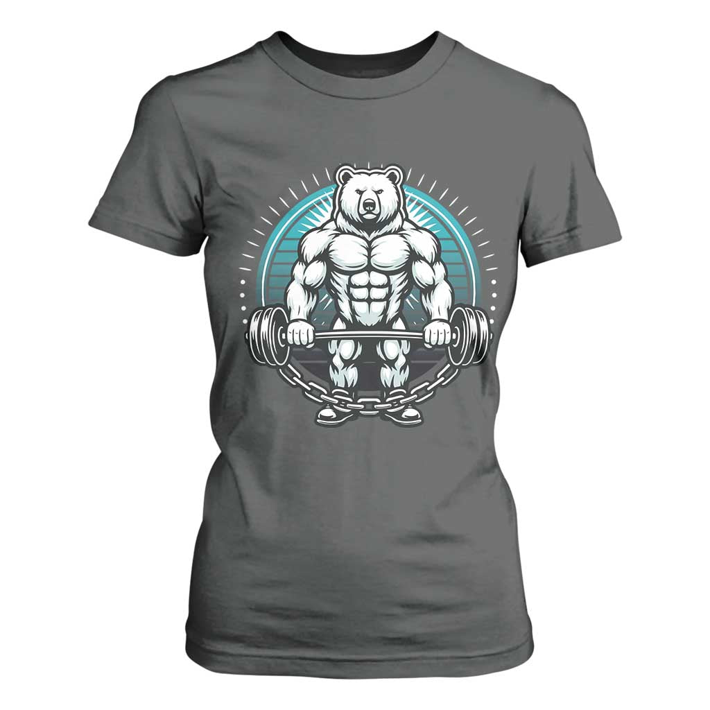 Funny Gym Workout Humor T Shirt For Women Cute Weightlifting Bear Gift TS12 Dark Heather Print Your Wear