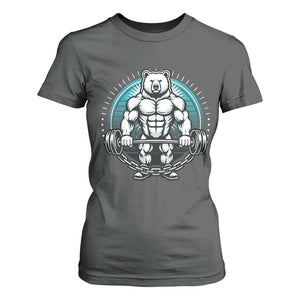 Funny Gym Workout Humor T Shirt For Women Cute Weightlifting Bear Gift TS12 Dark Heather Print Your Wear