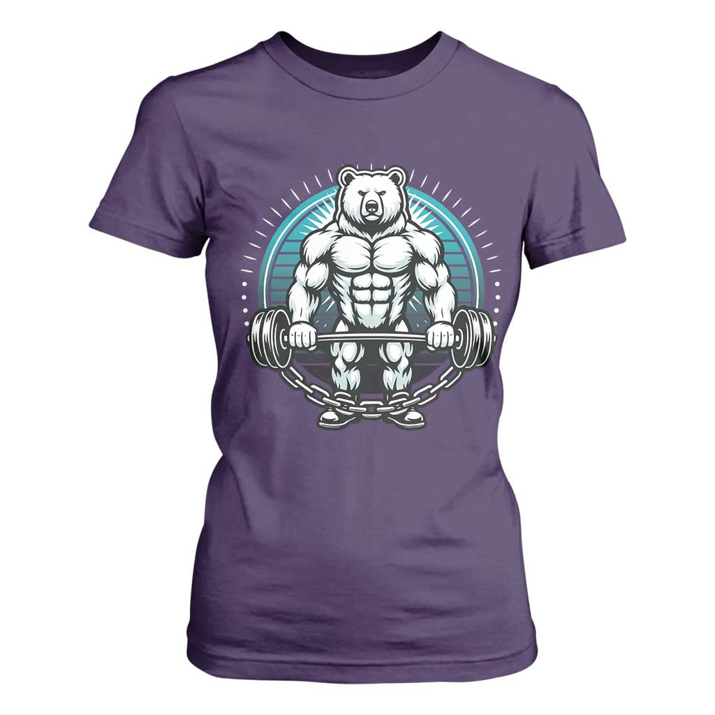 Funny Gym Workout Humor T Shirt For Women Cute Weightlifting Bear Gift TS12 Purple Print Your Wear