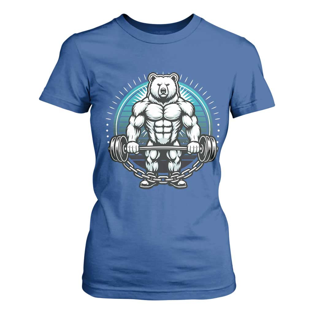 Funny Gym Workout Humor T Shirt For Women Cute Weightlifting Bear Gift TS12 Royal Blue Print Your Wear