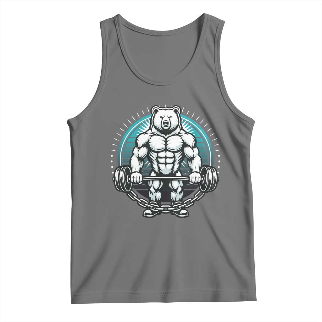 Funny Gym Workout Humor Tank Top Cute Weightlifting Bear Gift TS12 Black Heather Print Your Wear