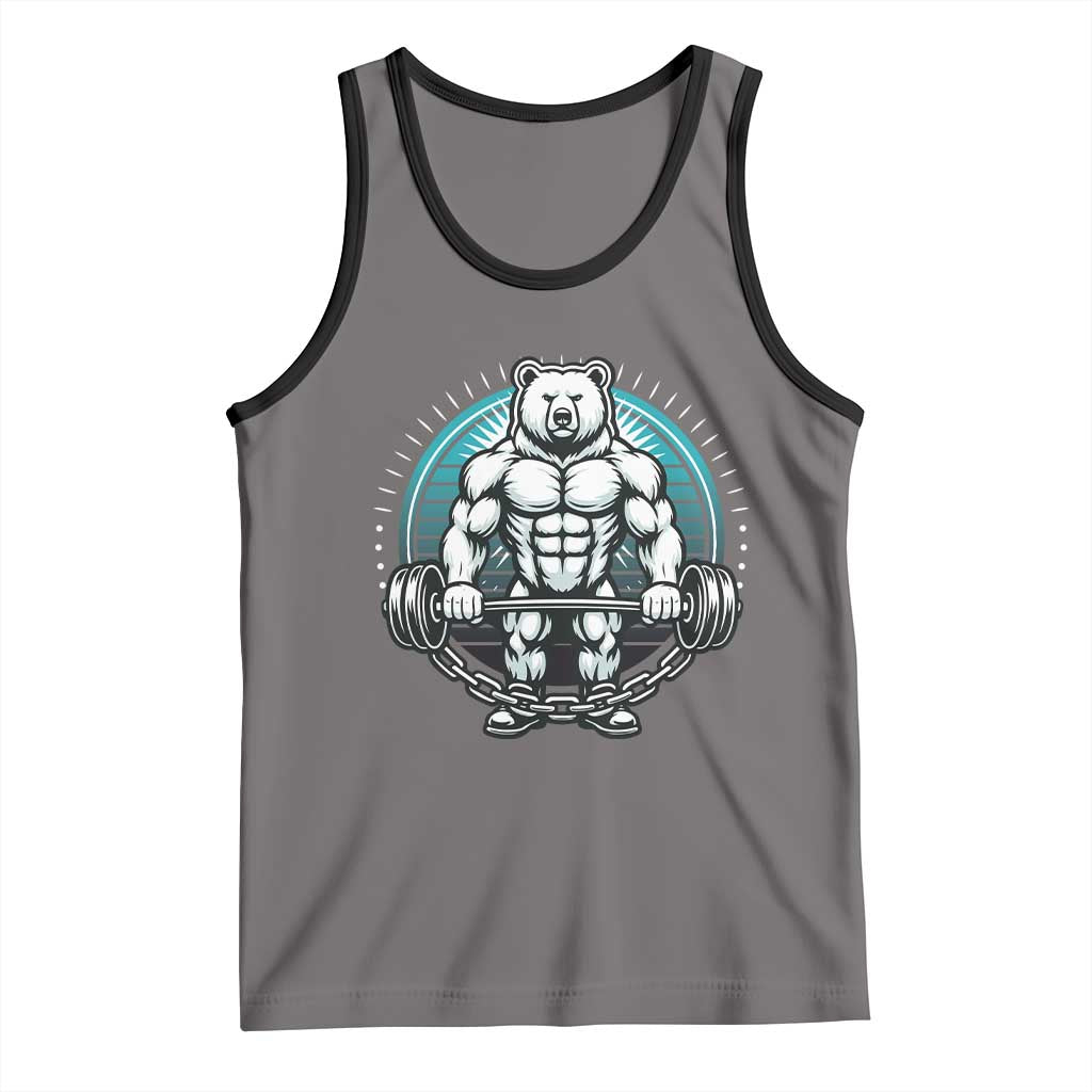 Funny Gym Workout Humor Tank Top Cute Weightlifting Bear Gift TS12 Deep Heather Black Print Your Wear