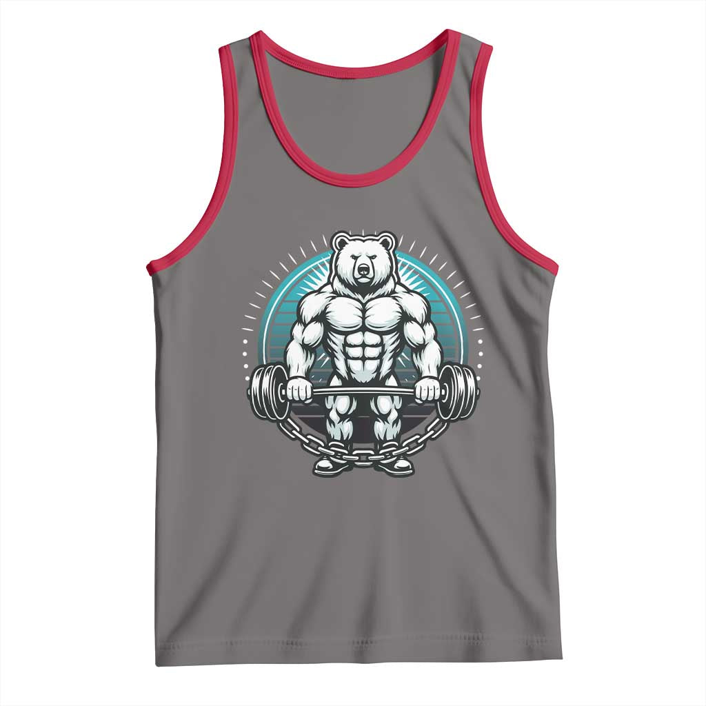 Funny Gym Workout Humor Tank Top Cute Weightlifting Bear Gift TS12 Deep Heather Red Print Your Wear