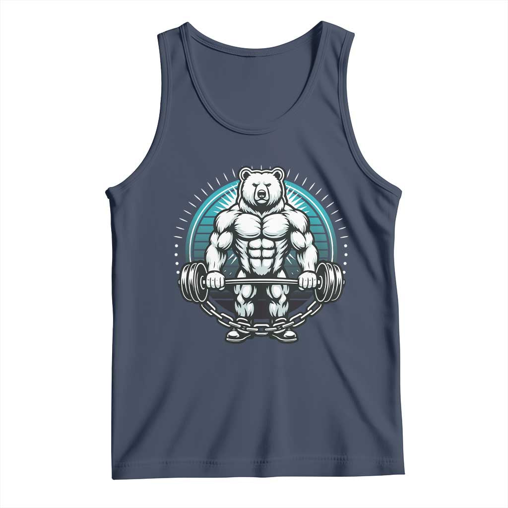 Funny Gym Workout Humor Tank Top Cute Weightlifting Bear Gift TS12 Navy Print Your Wear