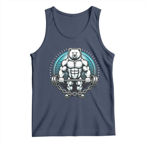 Funny Gym Workout Humor Tank Top Cute Weightlifting Bear Gift TS12 Navy Print Your Wear