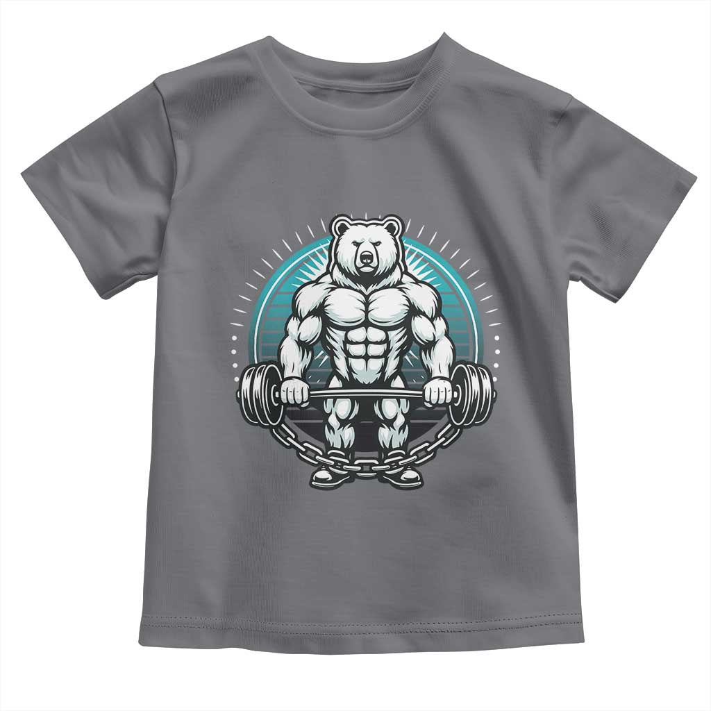 Funny Gym Workout Humor Toddler T Shirt Cute Weightlifting Bear Gift TS12 Charcoal Print Your Wear