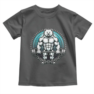 Funny Gym Workout Humor Toddler T Shirt Cute Weightlifting Bear Gift TS12 Dark Heather Print Your Wear