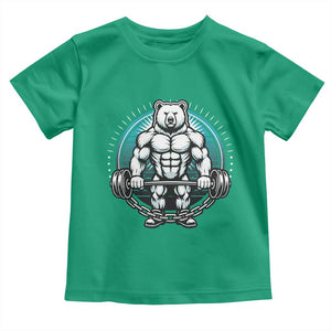 Funny Gym Workout Humor Toddler T Shirt Cute Weightlifting Bear Gift TS12 Irish Green Print Your Wear