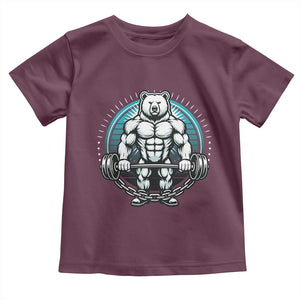 Funny Gym Workout Humor Toddler T Shirt Cute Weightlifting Bear Gift TS12 Maroon Print Your Wear