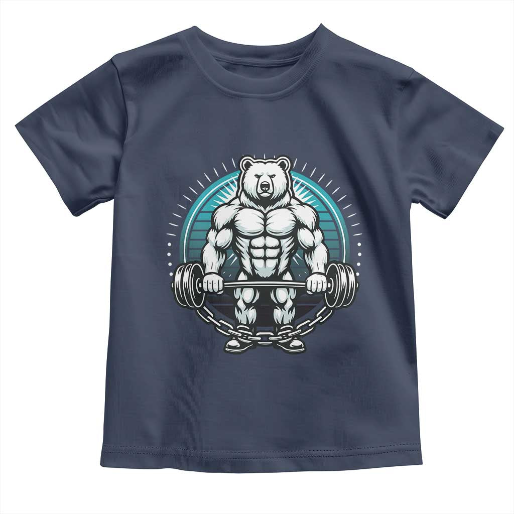 Funny Gym Workout Humor Toddler T Shirt Cute Weightlifting Bear Gift TS12 Navy Print Your Wear