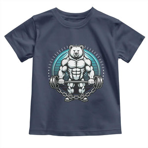 Funny Gym Workout Humor Toddler T Shirt Cute Weightlifting Bear Gift TS12 Navy Print Your Wear