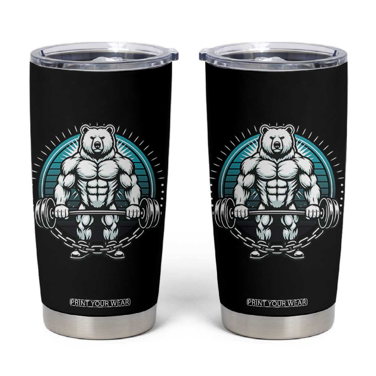 Funny Gym Workout Humor Tumbler Cup Cute Weightlifting Bear Gift TS12 Black Print Your Wear