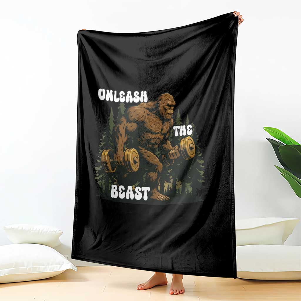 Unleash The Beast Throw Blanket Funny Bigfoot Fitness Workout Gift TS12 Print Your Wear