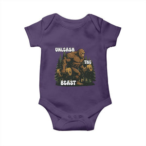 Unleash The Beast Baby Onesie Funny Bigfoot Fitness Workout Gift TS12 Purple Print Your Wear