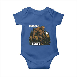 Unleash The Beast Baby Onesie Funny Bigfoot Fitness Workout Gift TS12 Royal Blue Print Your Wear