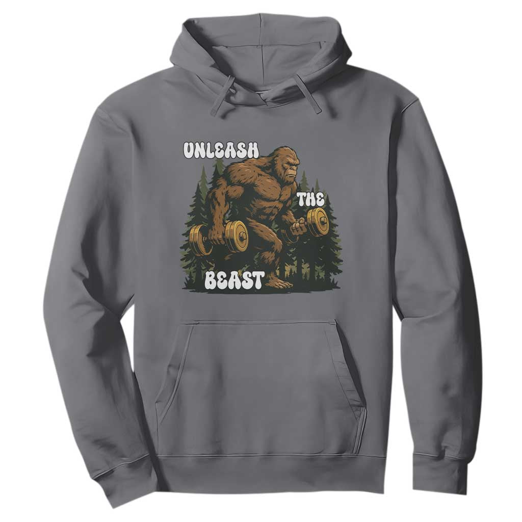 Unleash The Beast Hoodie Funny Bigfoot Fitness Workout Gift TS12 Charcoal Print Your Wear