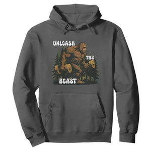 Unleash The Beast Hoodie Funny Bigfoot Fitness Workout Gift TS12 Dark Heather Print Your Wear