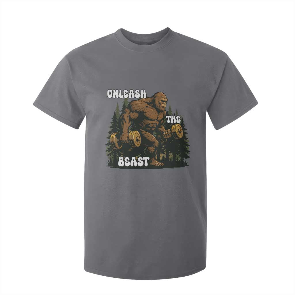 Unleash The Beast T Shirt For Kid Funny Bigfoot Fitness Workout Gift TS12 Charcoal Print Your Wear