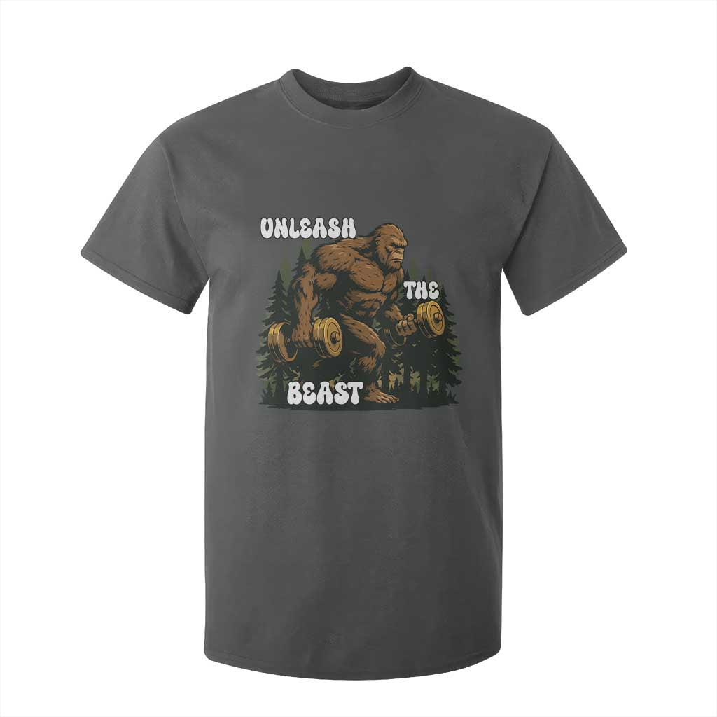 Unleash The Beast T Shirt For Kid Funny Bigfoot Fitness Workout Gift TS12 Dark Heather Print Your Wear