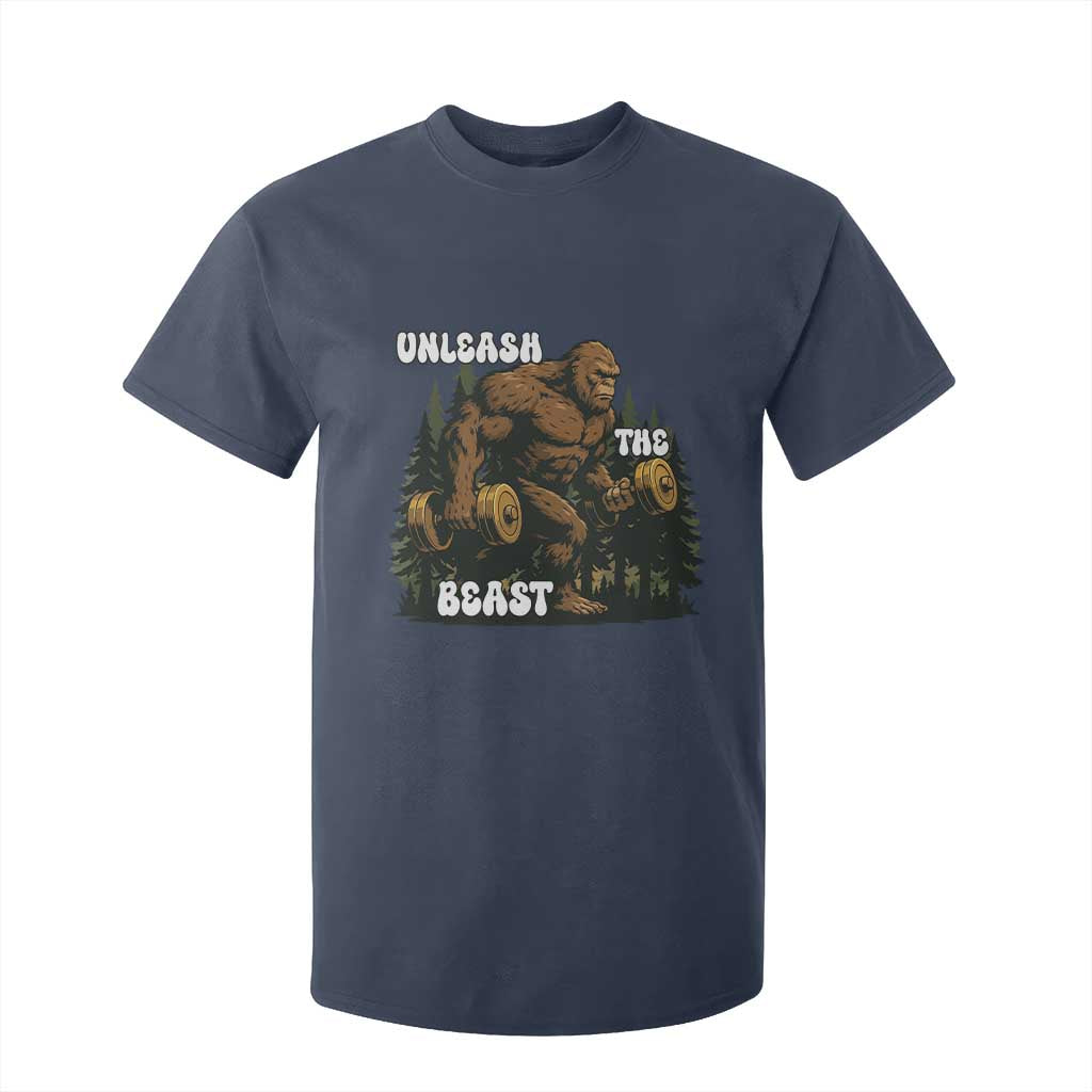 Unleash The Beast T Shirt For Kid Funny Bigfoot Fitness Workout Gift TS12 Navy Print Your Wear