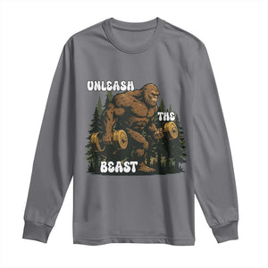Unleash The Beast Long Sleeve Shirt Funny Bigfoot Fitness Workout Gift TS12 Charcoal Print Your Wear